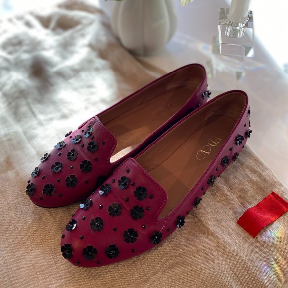 RED VALENTINO Ballerina Flats Pailletes Flowers in Raspberry Pink for women - Picture 6 of 6